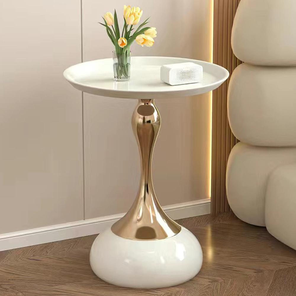 Light Luxury Small Coffee Table, Metal Top Sofa Side Table with Stable Anti-Tipping Base,Portable End Table for Home Cafe Office