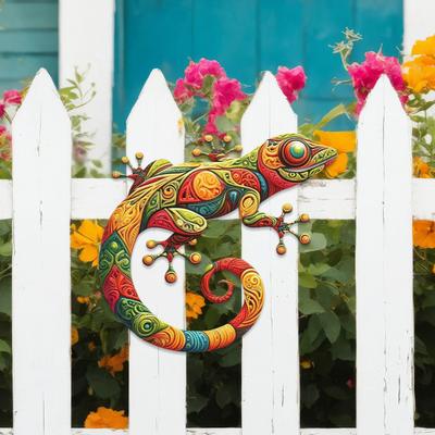 Decorazione Murale Geco Metallo Decorazione Lucertola Murale Geco Colorato da Parete per Recinzione Giardino Casa Decorazione Fattoria