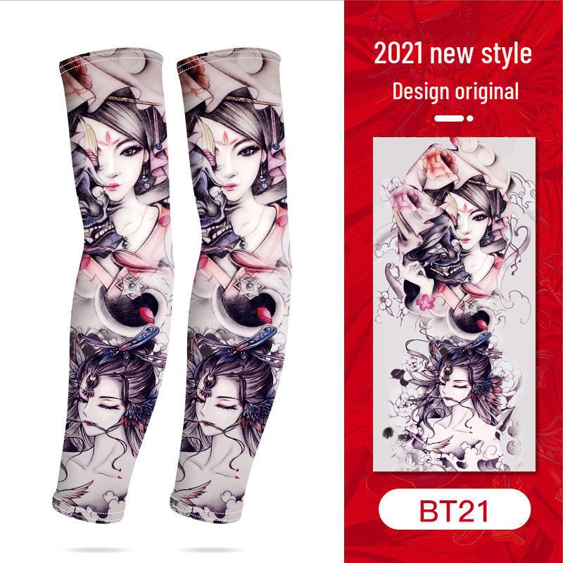 Floral Tattoo Sleeve: Ice Silk Sun Protection for Cycling - Unisex Summer Arm Guard HB15