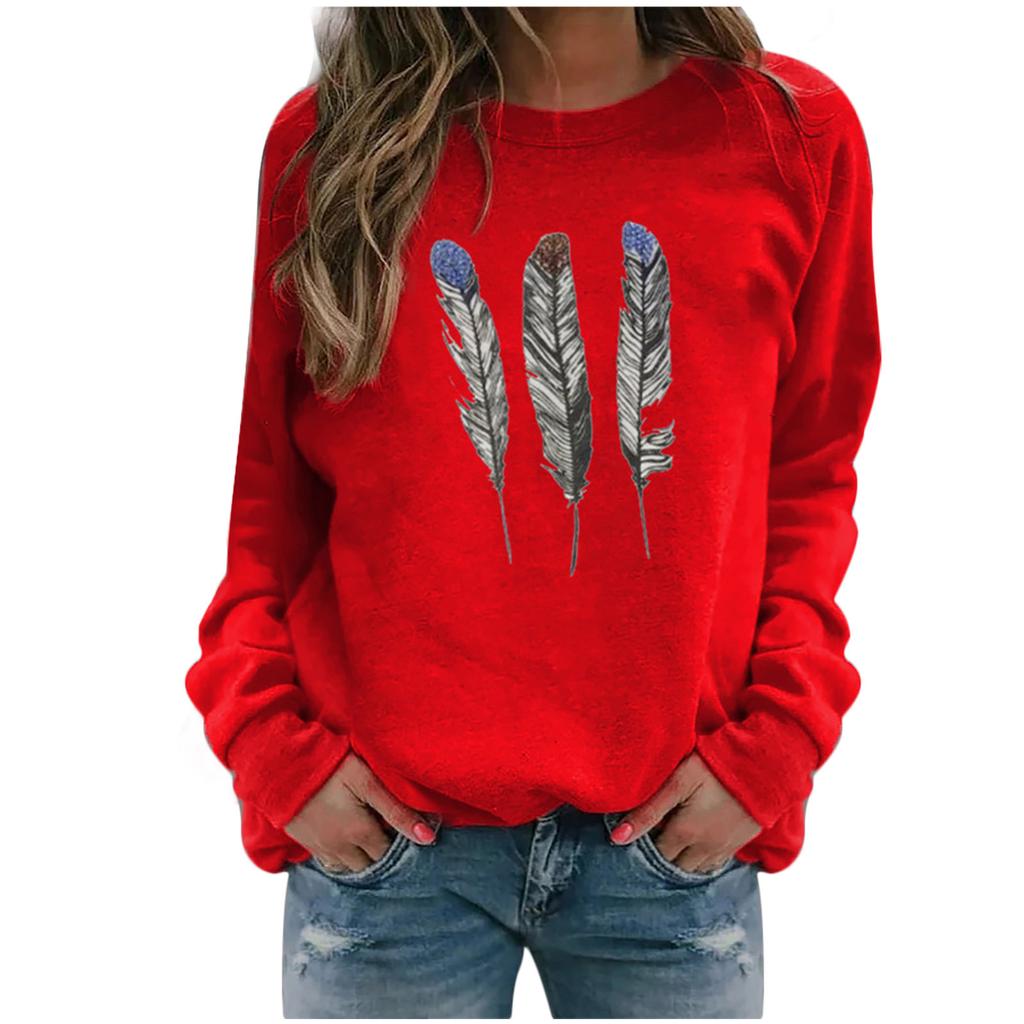 Winter Womens Casual Tops Ladies Print Sweatshirt Blouse Tee Sweater