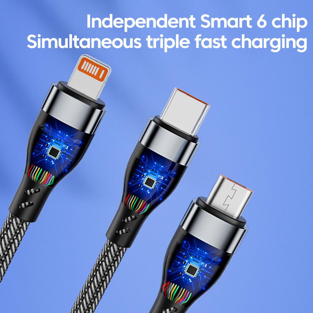 Cyberpunk RGB Car Charger with Voltage Display - 150W Fast Charging 7-Port USB Type-C Adapter for Multiple Devices