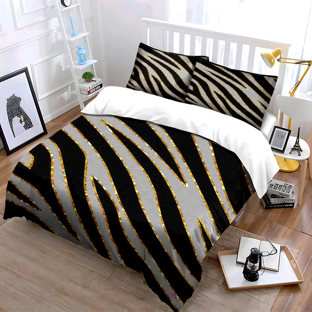 Zebra Stripe Pattern Bedding Set Bedding Set (1 Duvet Cover, 2 Pillowcases, Duvet Not Included)