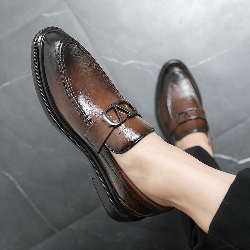 Men's Shoes Slip On Business Dress Office Shoes Crocodile Leather Shoes Outdoor Mens Buckle Casual Wedding Party Shoes Men Flats