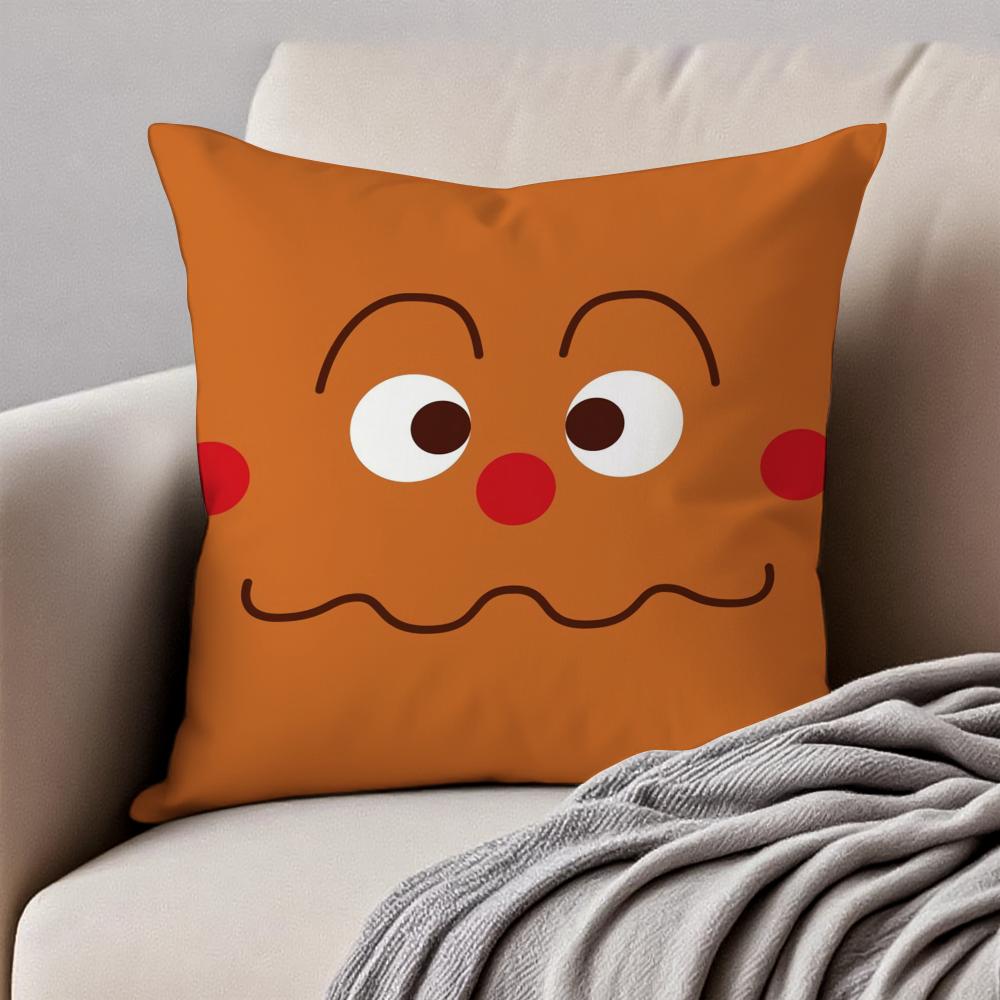Cute Japanese Anime AAnpanman Cushion Cover Pillowcase Antidustmite Invisible Zipper Short Plush Sofa Cushion