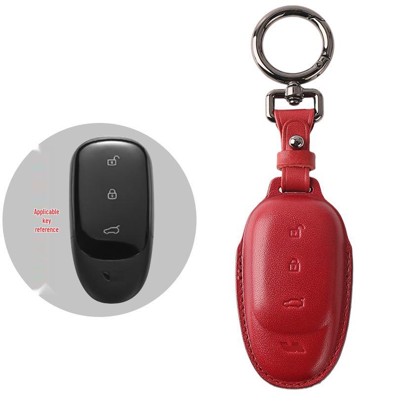 Premium Cowhide Genuine Leather Key Case for L9 Model - Ideal Car Key Protector