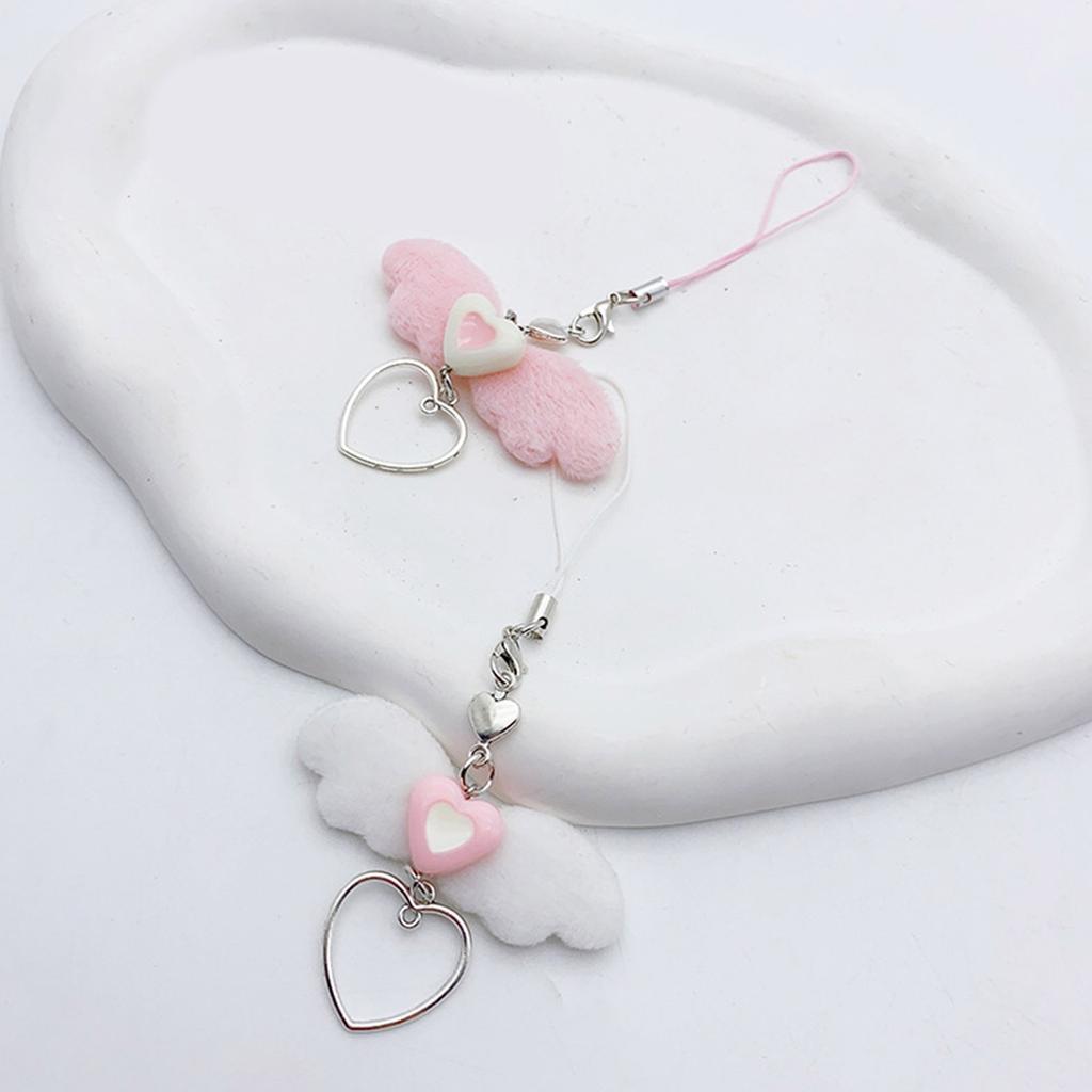 Angel Wing Phone Pendant Charming Phone Jewelry Durable Heart Phone Chain Acrylic Material Bag Pendant for Daily Party