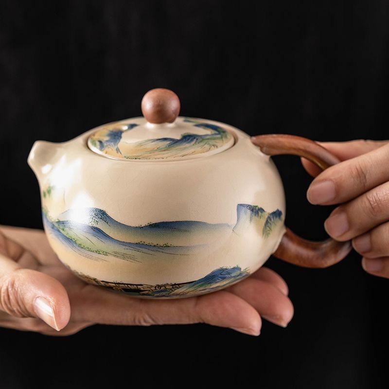 New Ru Kiln Gongfu Tea Pot - Xishi Ceramic Teapot for Brewing