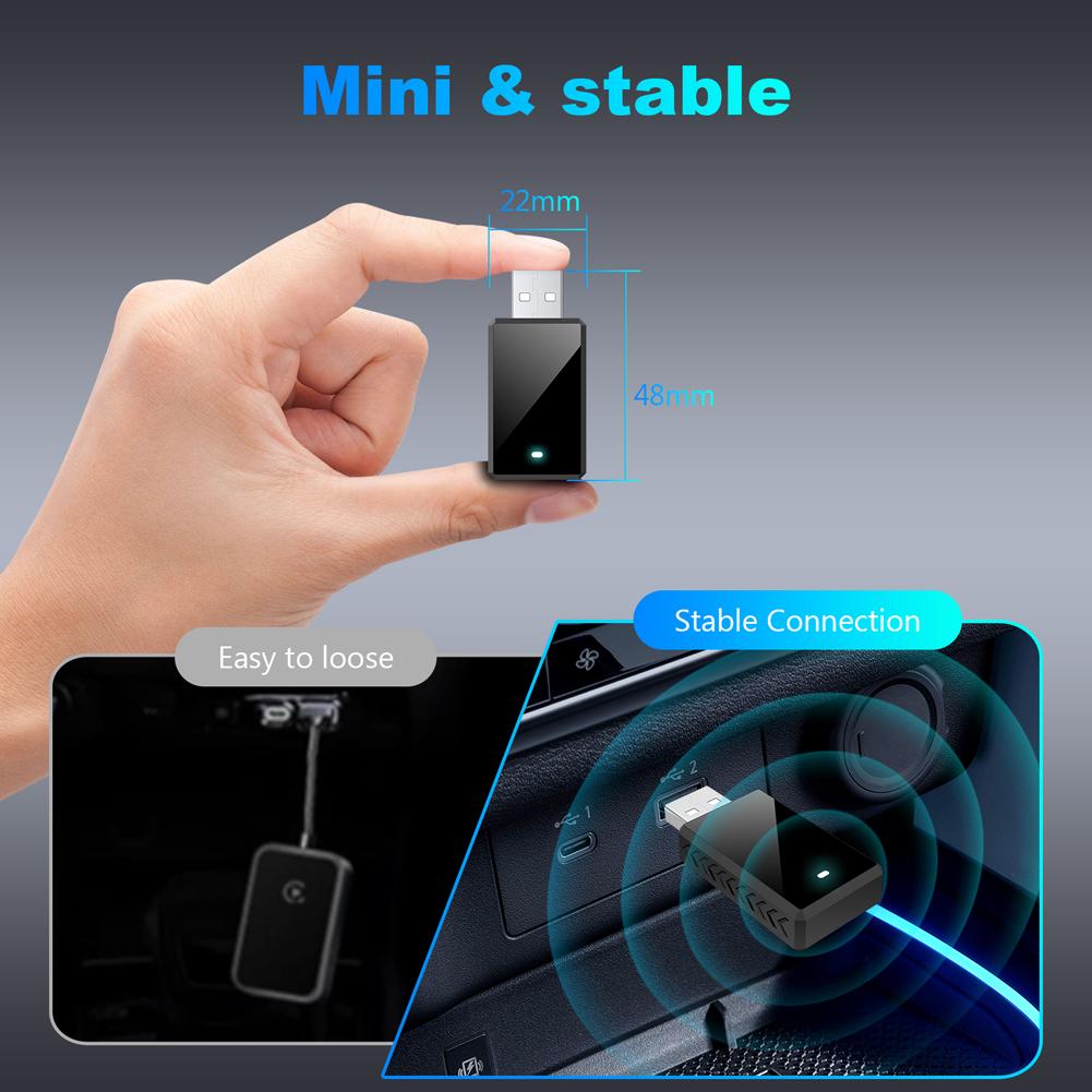 Wired To Wireless Carplay Android Auto Mini Adapter USB Plug and Play OTA Upgrade for Cars with OEM Wired CarPlay Android Auto