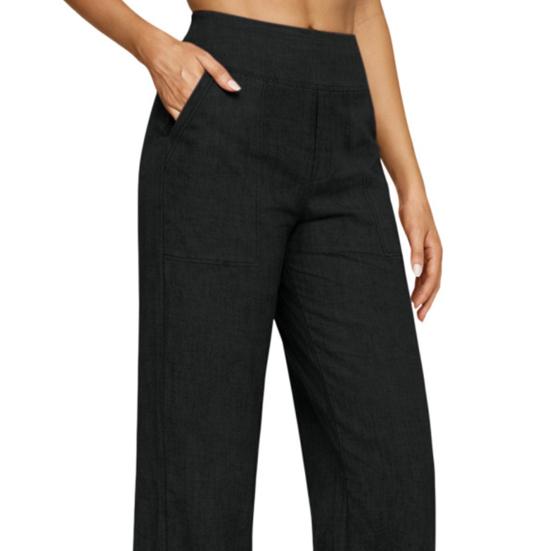 Women Pants Wide Leg High Rise Work Trousers with Side Pockets Pure Color Summer Pants Casual Business Office Wear