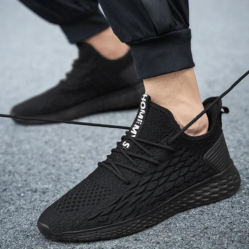 

2024 Новые мужские туфли на шнуровке, мужские вулканизированные туфли, осенние, из прочной сетчатой ткани, дышащие, на низком каблуке, повседневные, для ходьбы на открытом воздухе, мужские 48 чёрный