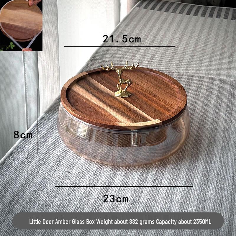 Decorative Glass Storage Jar with Acacia Wood Lid Acacia Wood Fawn Amber