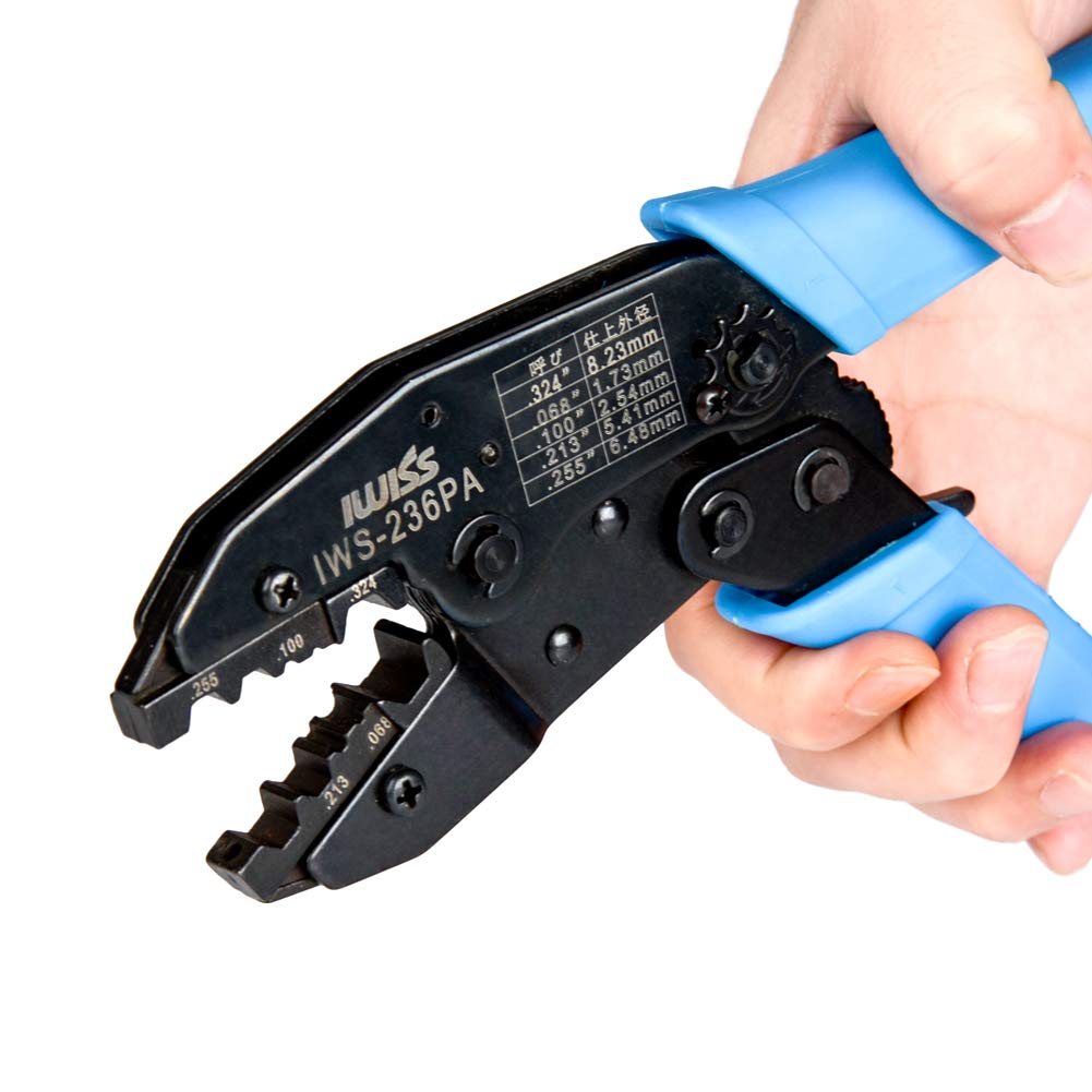 IWISS Koaxialstecker BNC-Stecker Crimpzange Ratschen-Typ IWS-236PA F-Type Werkzeug,