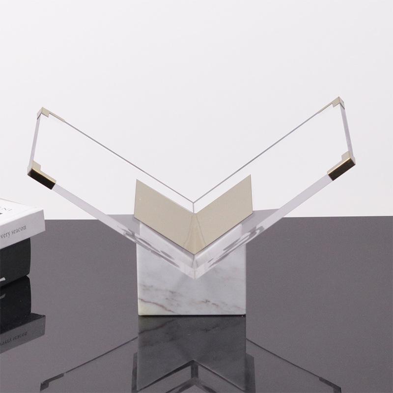 Modern Geometric Marble Bookshelf for Study Room Decorations