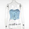 Women's Fashion Bust Cups Faux Denim Tube Top Spice Girl Girdle Waist Show Bust Top