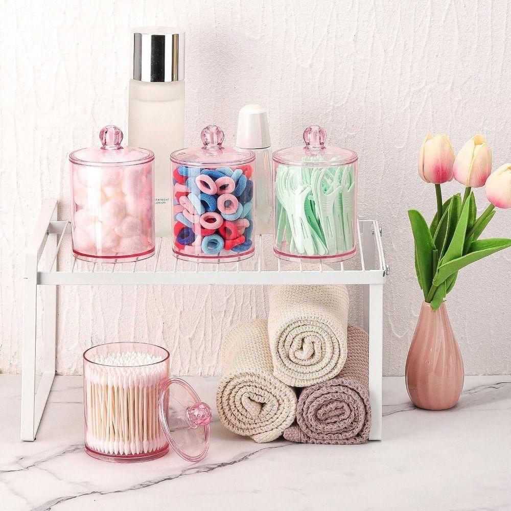 3Pcs With Lids Cotton Swabs Holder Wide Mouth Clear Qtip Dispenser Space Saving Moisture-proof Makeup Sponges Container Makeup