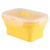 350ml Rechteckige Silikon Bento Box Zusammenklappbare Lunchbox Mikrowellen-Lebensmittelbehälter (Gelb)