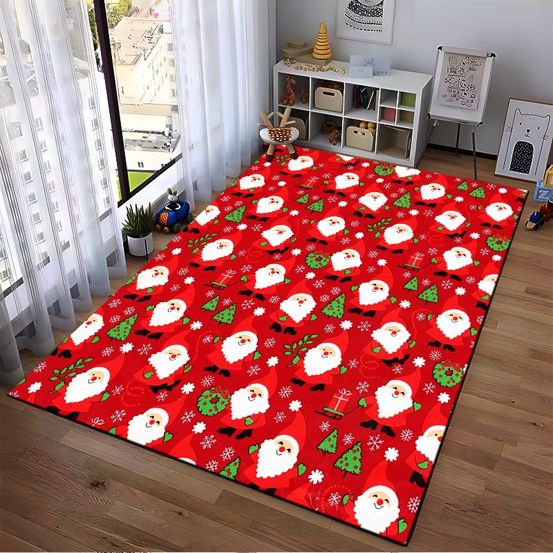 Santa Claus Christmas Pattern Rug Non-slip rug suitable for living room and bedroom sofas.