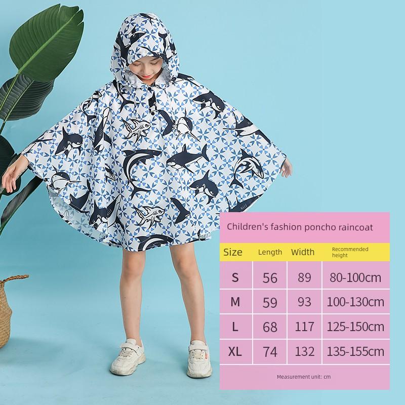 Kids Cape Raincoat Outdoor Walking Children Playing with Water Students Go to School Backpack Waterproof Poncho Multicolor