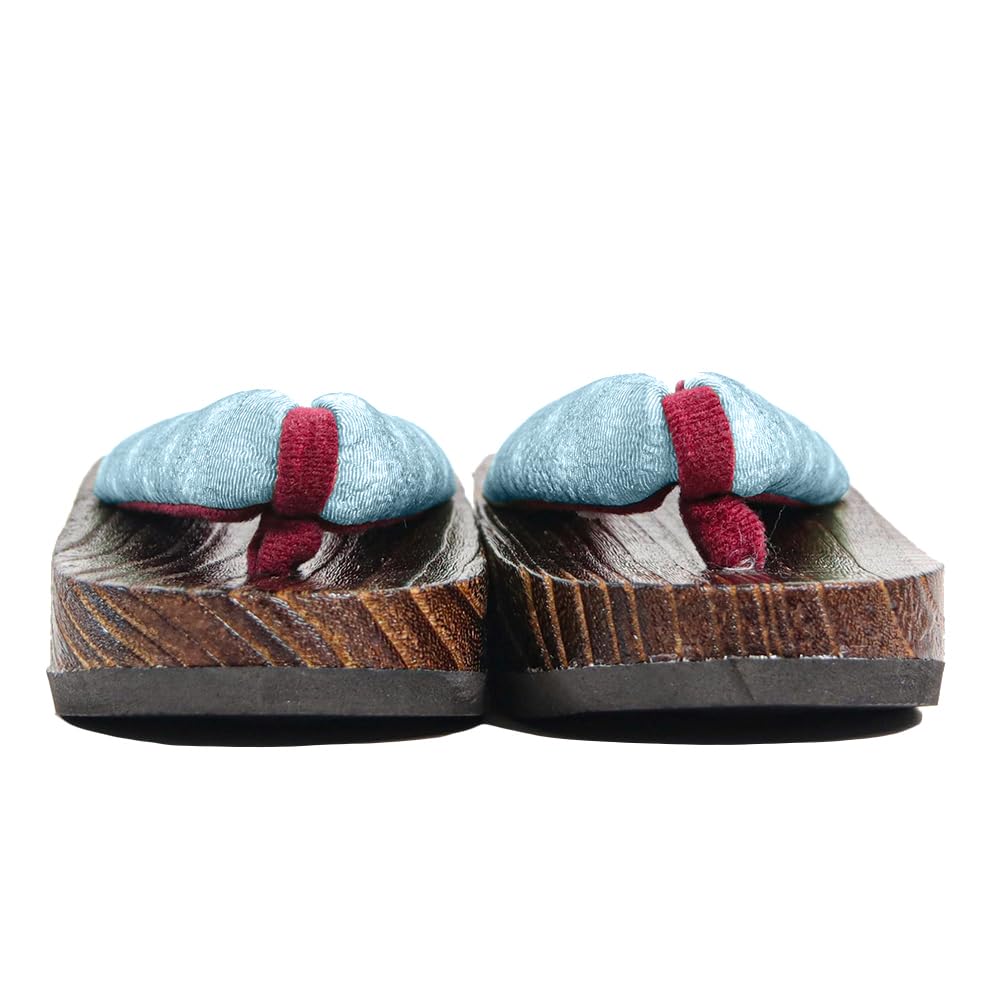 Geta wooden in burnt paulownia wood for girls light [KYOETSU] (Japanese clogs) dull, (6 blue, measurement_19_point_5_centimeters)