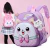 Little Car Rabbit Cartoon Backpack With Plush Pendant Oxford Cloth Bag School