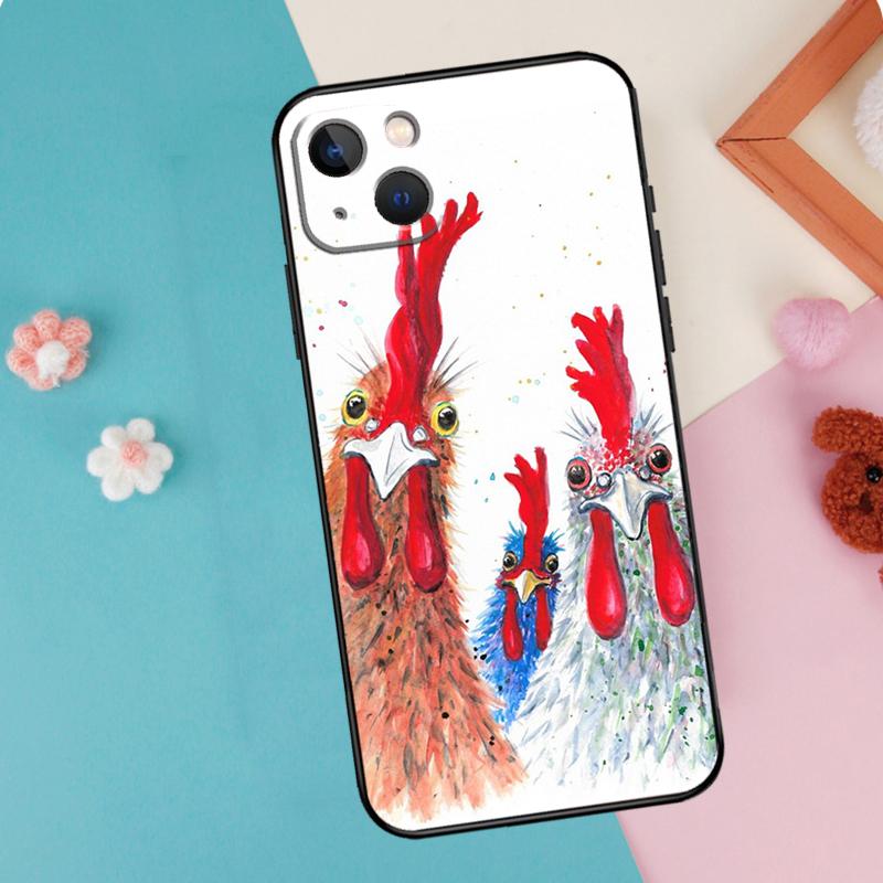 Chicken Hen Rooster Phone Case For iPhone 16 15 14 13 12 11 Pro Max Plus Mini XR 16e Funda Silicone Back Cover