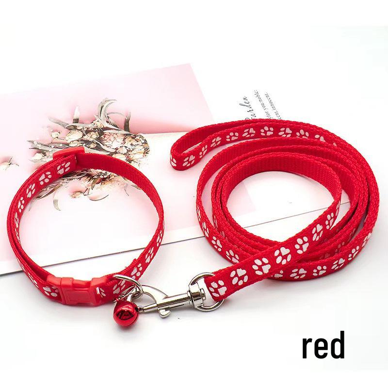 

Paw Print Small Pet Leash & Collar Set for Dogs & Cats No Packaging красный