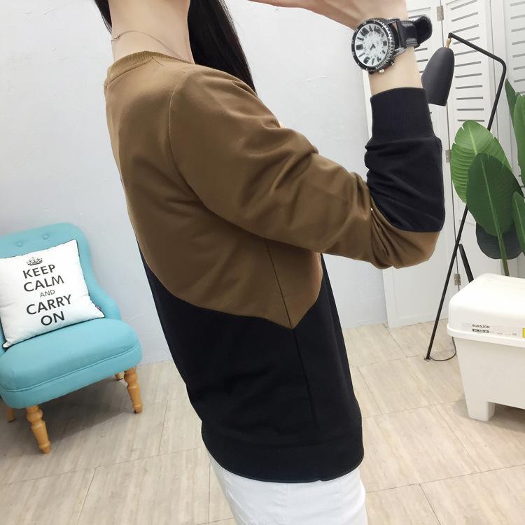 Simple Color Stitching T-shirt Slim Fashion Letter Printing Thin Sweater Spring Korean Women's Sweatshirt