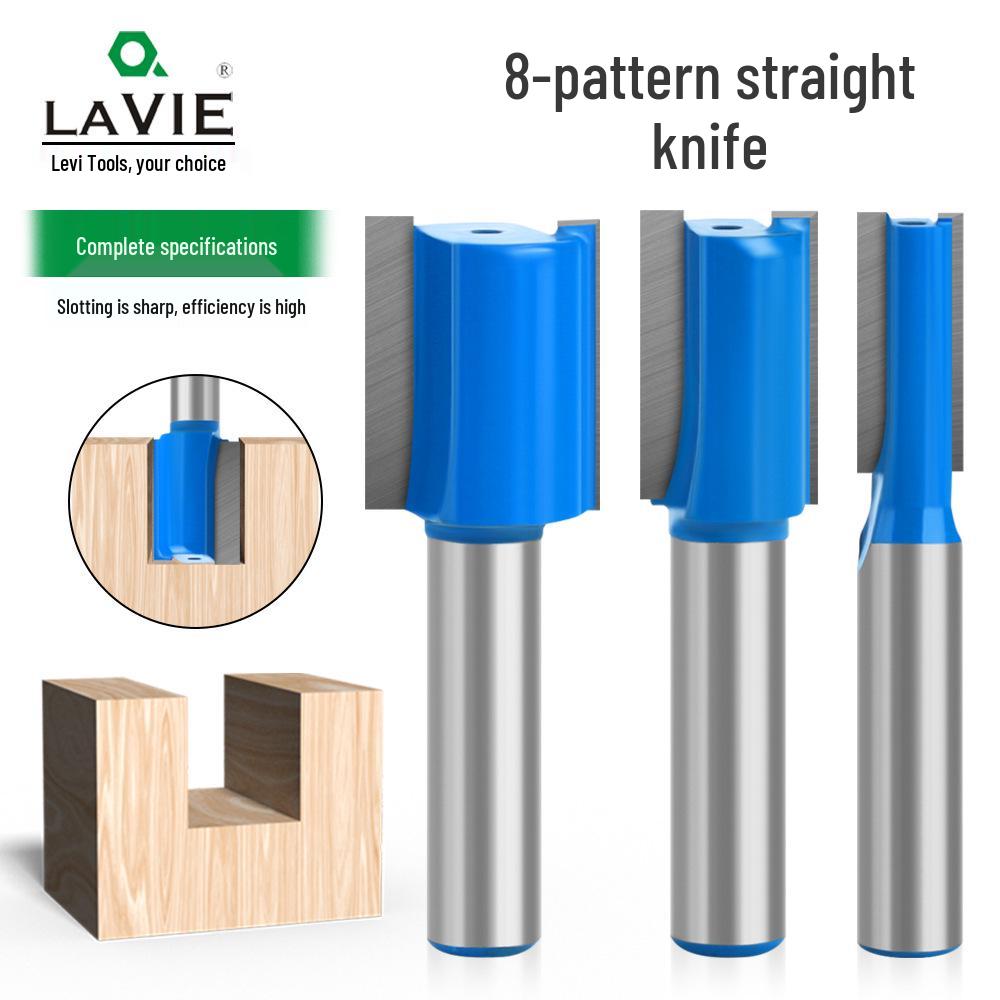 8mm Shank 9-Piece Light Blue Double-Edged Grooving Router Bit Set for Woodworking
