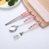 Stainless Steel 3-Piece Portable Cutlery Set: Chopsticks, Spoon & Fork - Sleek Design, Ideal for Students & Gifts