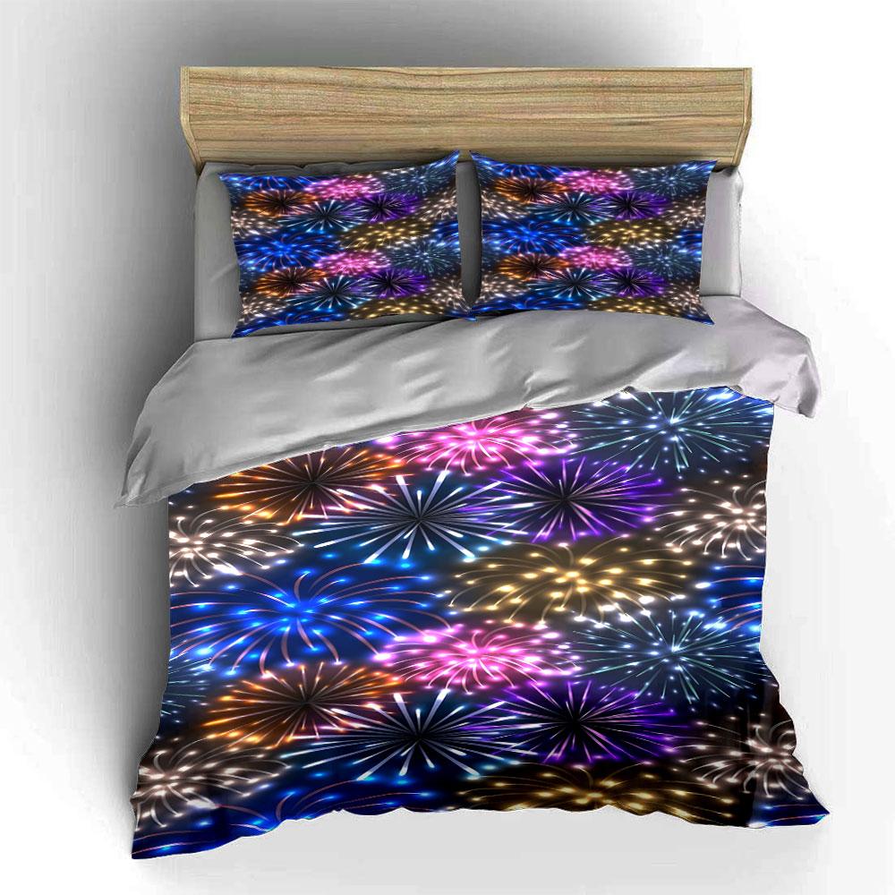 Colorful fireworks pattern. Bedding sets Duvet cover sets Duvet covers Pillowcases(1*Duvet Cover 2*Pillowcases without duvet insert)