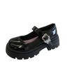 Round head thick sole small leather shoes women's spring new butterfly buckle single shoes student skirt