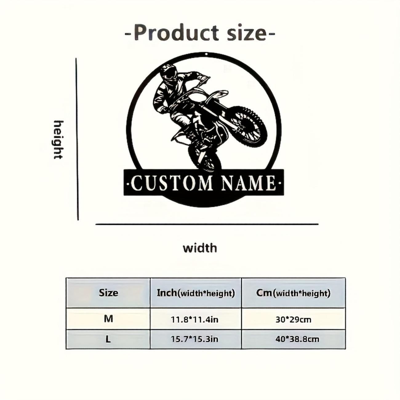 

Custom Metal Off Road Motorcycle Wall Sign, Personalized Name, Modern Style, Fade Resistant Waterproof M чорний
