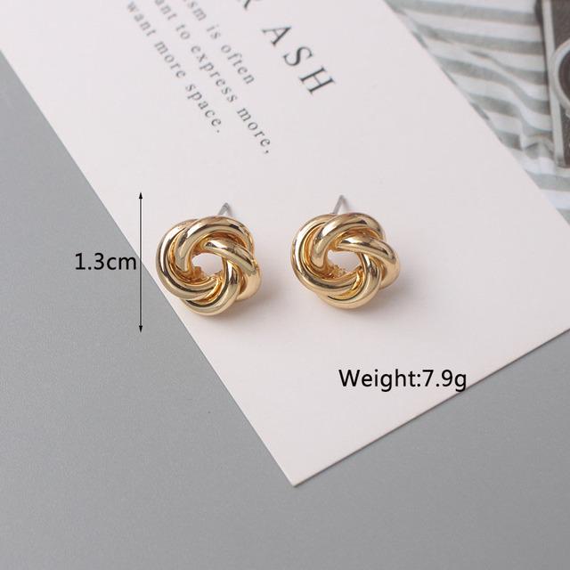 Trendy Korean Double Layer Hollow Square Stud Earrings For Women Crystal Gold Metal Geometric Hollow Jewelry