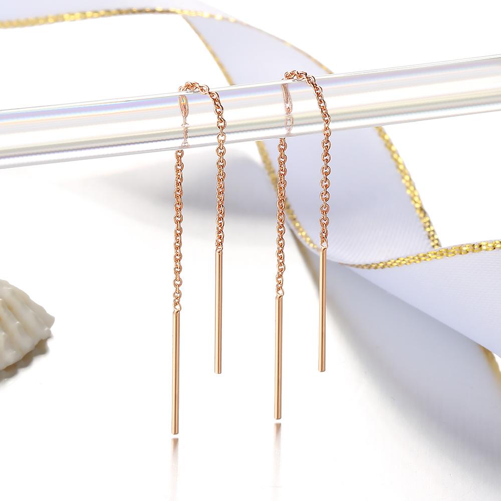 ZHOUYANG Chain Earring For Women Simple Style None Stone Rose Gold Color Ear Line Fashion Jewelry ZYE236 ZYE237