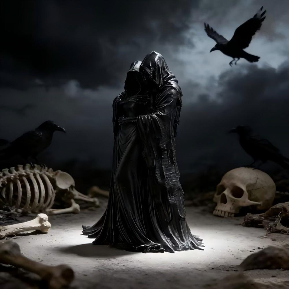 Creative Embracing Posture Gothic Decoration 3D Printed Dark Style Ghost Ornaments Retro Skeleton Model Decoration Bedroom Decor