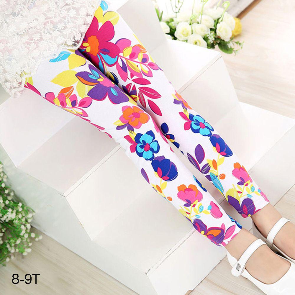 Babyhug Cotton Lycra Full Length Solid & Floral Printed Leggings Pack of 3 - Multicolour