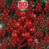 Artificial Glitter Red Berries Christmas Fake Flowers Plants Gold Powder Holly Berry Branches New Year Party Ornament Home Decor