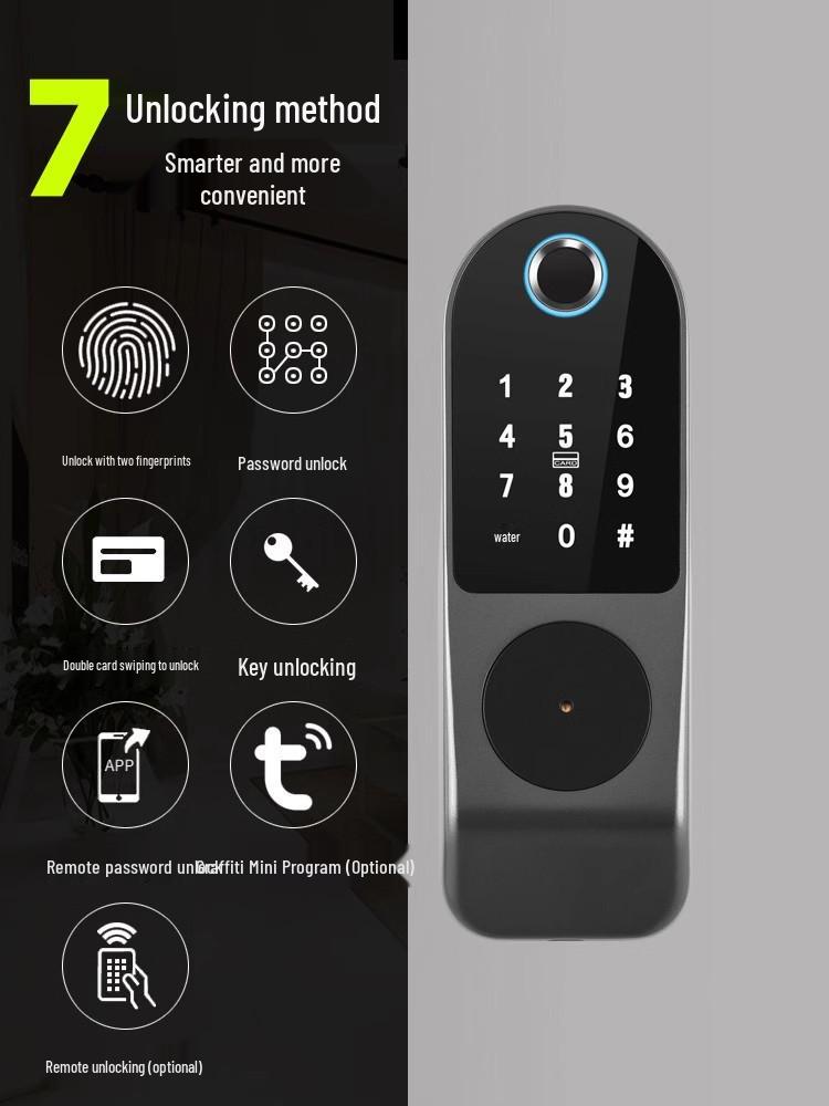Waterproof TUYA Double-Sided Fingerprint Smart Lock, Old-Fashioned Anti-Theft Password Lock for Iron Doors