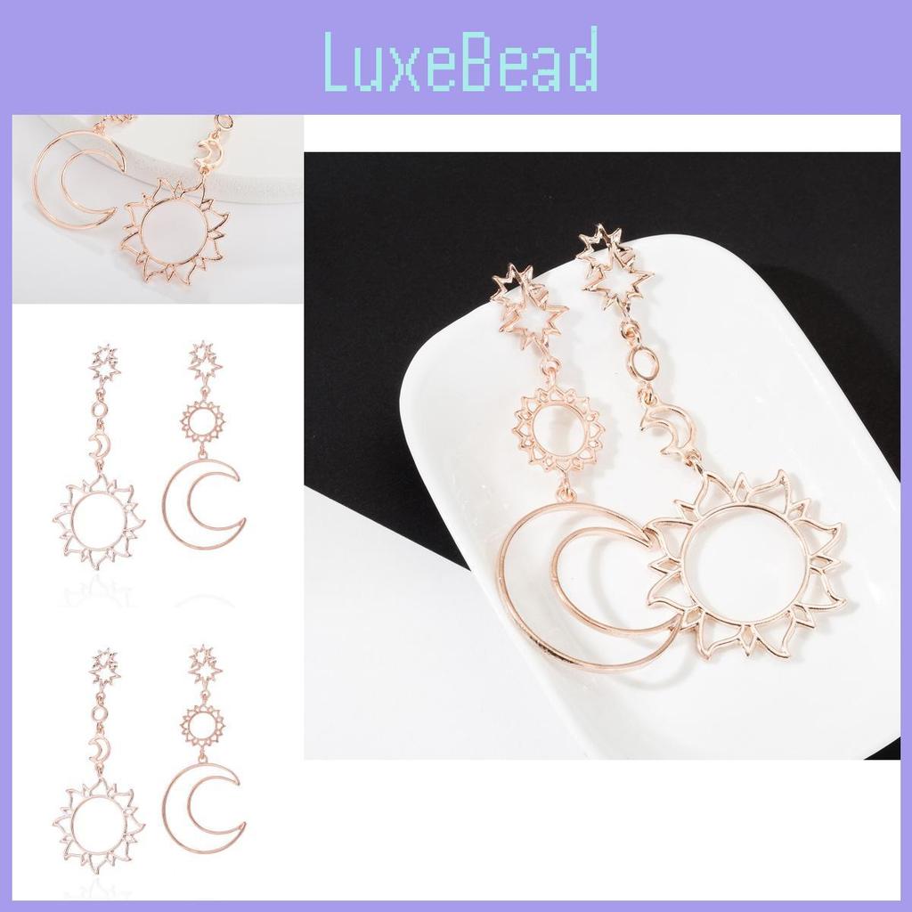 Elegant Rose Gold Moon And Sun Earrings Fashion Alloy Minimalist Jewelry For Women