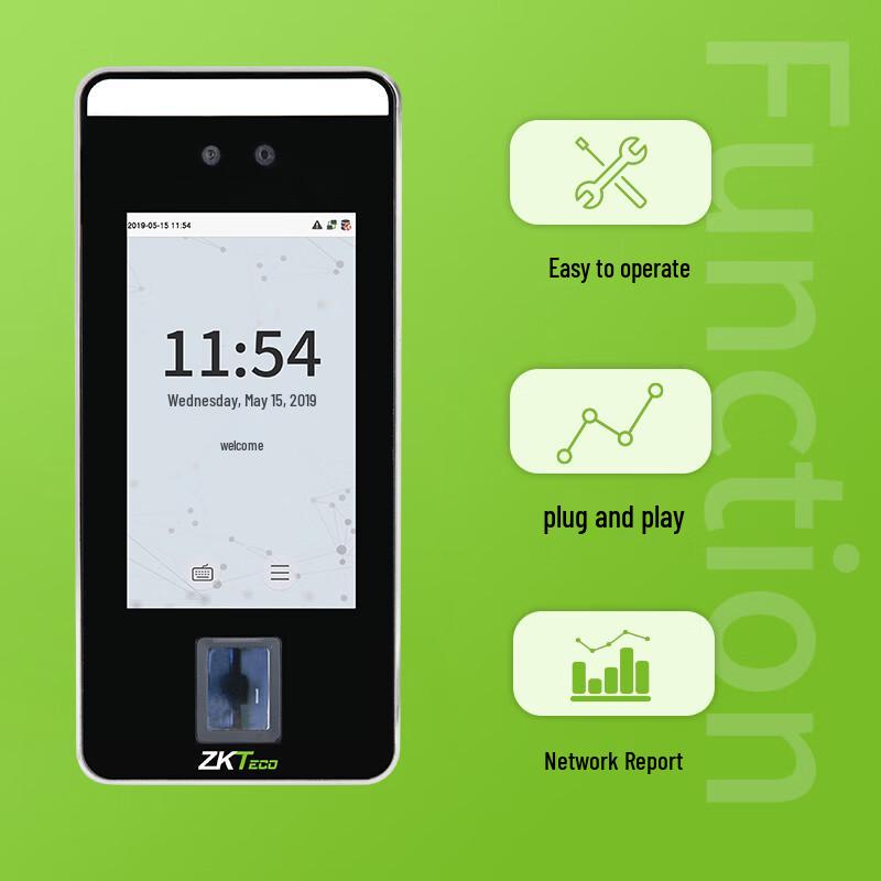 ZKTECO xFace600 Visible Light Dynamic Face & Fingerprint Access/Attendance Machine CN plug (adapter included)