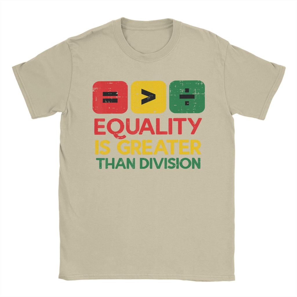 Vintage T Shirt Summer Black History Equality Greater Than Division Novelty T Shirts  Cotton Printed Short Sleeve Top Tees