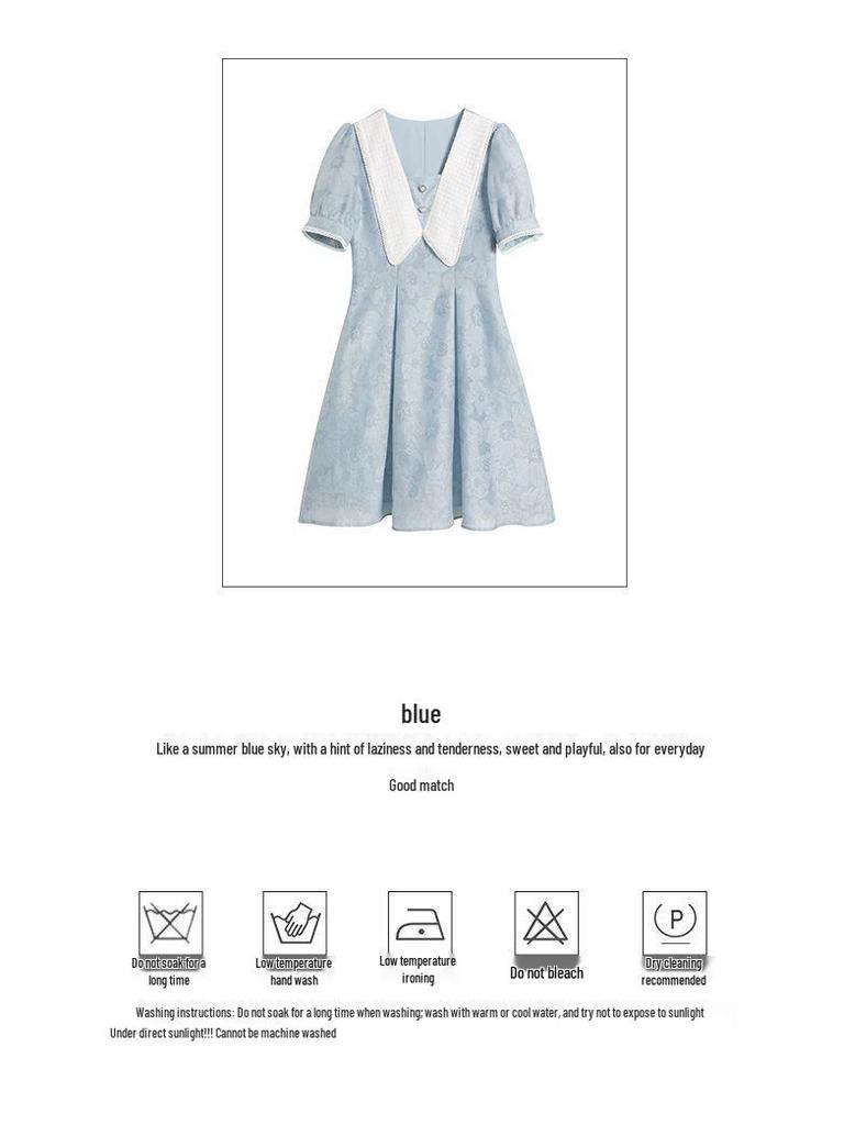 2026 Plus Size French Doll Collar Printed Dress - Retro Waist-Cinched A-Line Skirt for Summer