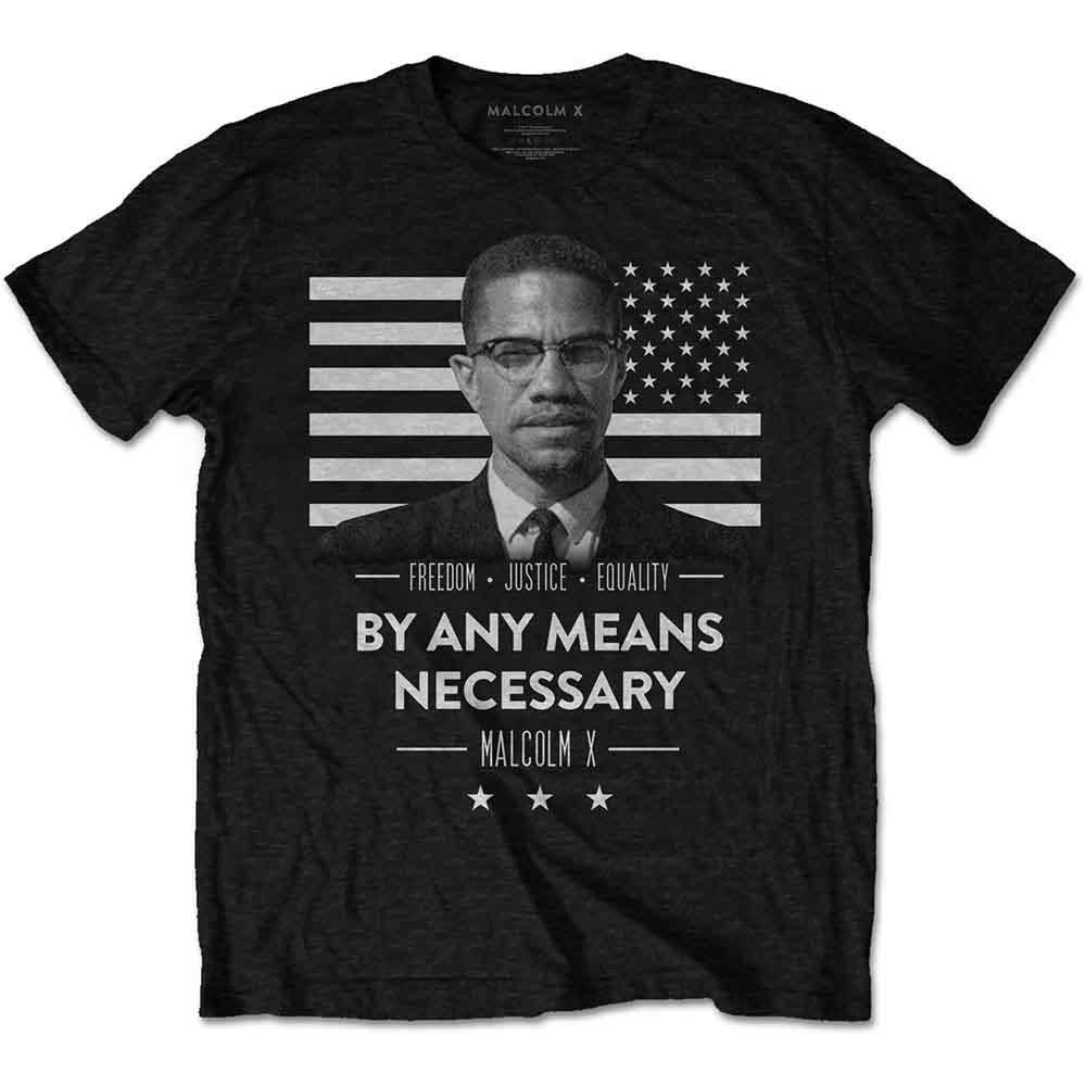 Malcolm X T Shirt By Any Means Necessary Freedom Flag Official Mens New Black Unisex T-Shirt XL