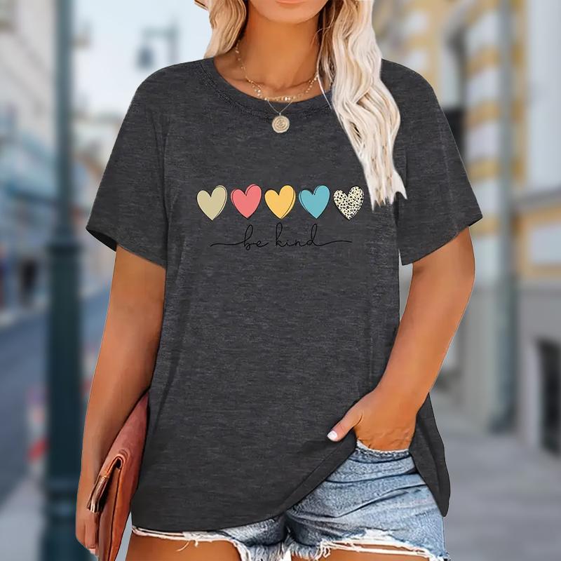 

Женская летняя футболка с принтом «Любовь», футболки с коротким рукавом, повседневные топы с принтом 7XL серый