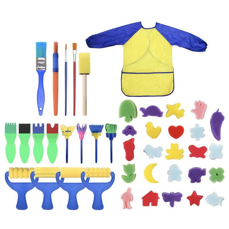 18-Piece Children's Painting Sponge Set: Early Education Doodle & Brush Tools for Kindergarten