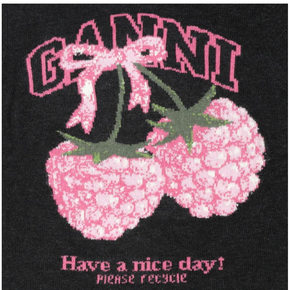 Ganni Women S raSpberry Logo Knit A1070276 252