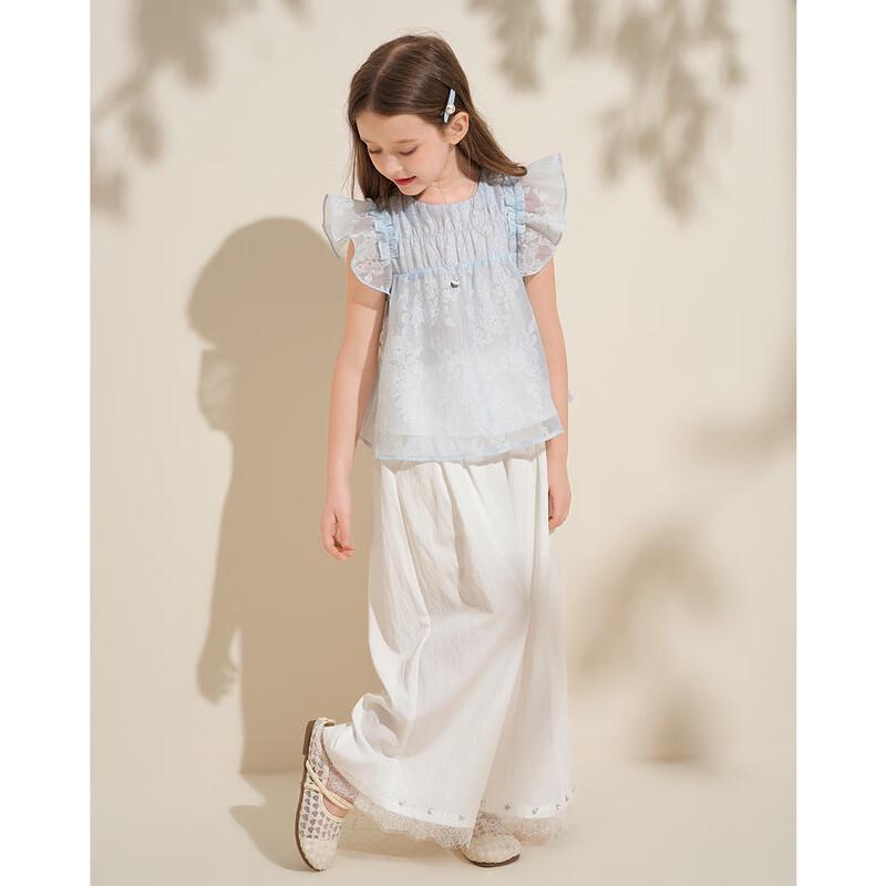 Kids' Soft Blue Floral Top & Pants Set