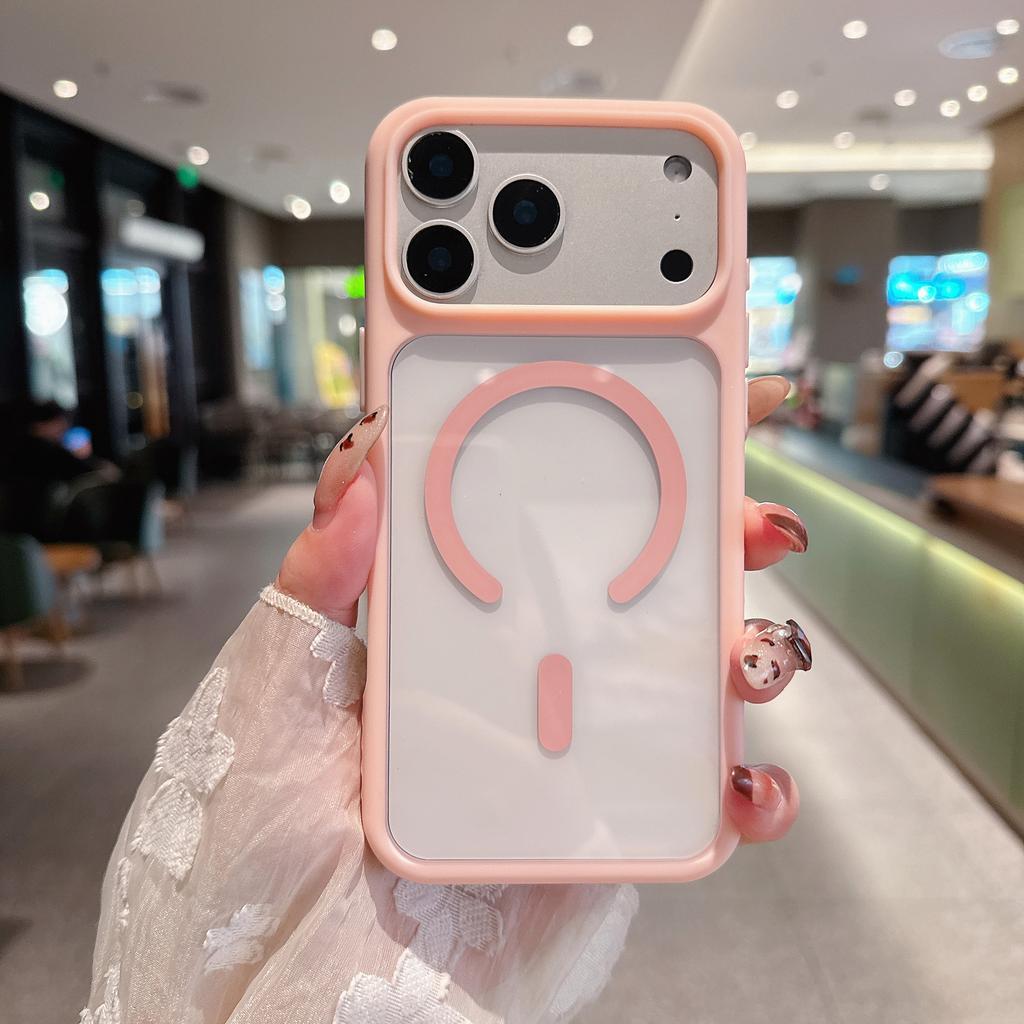 For Apple 17 Pro Max Magnetic Charging Transparent Phone Case N52 Strong Magnetic Ultra-Thin Frosted Edge