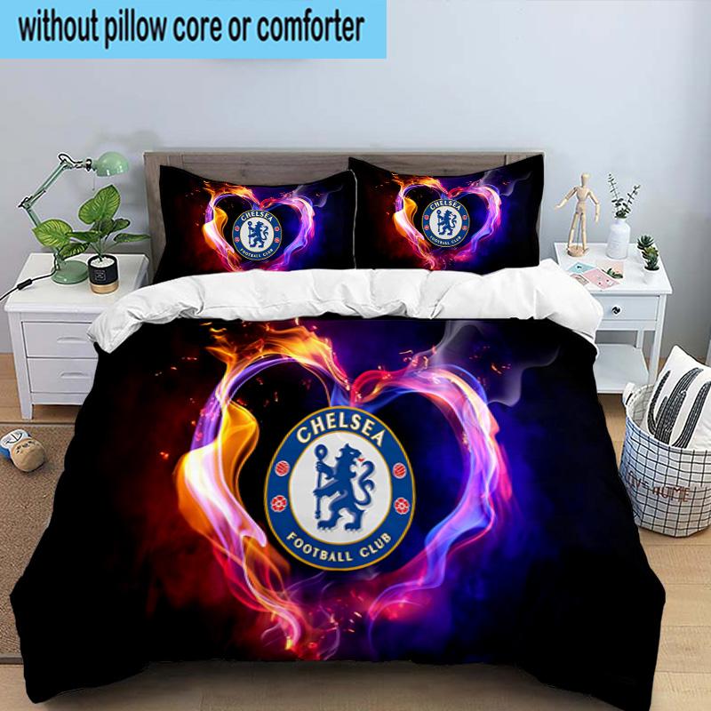 Chelsea Football Club Crest 3PCS Bedding set,Ideal for1pc Duvet Cover And 2pcs Pillowcases Perfect for Christmas gift,Ideal for Bedroom, Dormitory