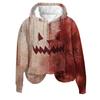 Women's 3D Bloody Letters Printed Long Sleeved Loose Hooded Sweatshirt New Halloween Ladies Casual Long Sleeved Pullover